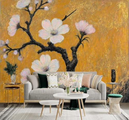 Papier peint intissé fleurs de prunier pour masquer un mur terne - 3