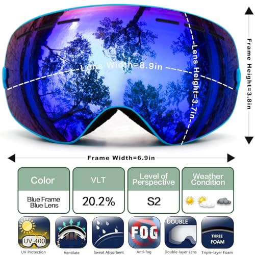 Image of JULI Eyewear Juli Ski Goggles,Winter Snow Sports Snowboard Goggles with Anti-Fog UV Protection Interchangeable Spherical Dual Lens for Men Women & Youth Snowmobile Skiing Skating