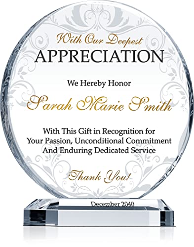 Personalized Crystal Appreciation Award Plaque, Customized with R...