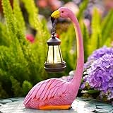 Philodwell Flamingo Statues for Garden Decor: Outdoor Figurines Sculpture with Lantern for Lawn Patio Yard Balcony - Gifts for Mom Grandma
