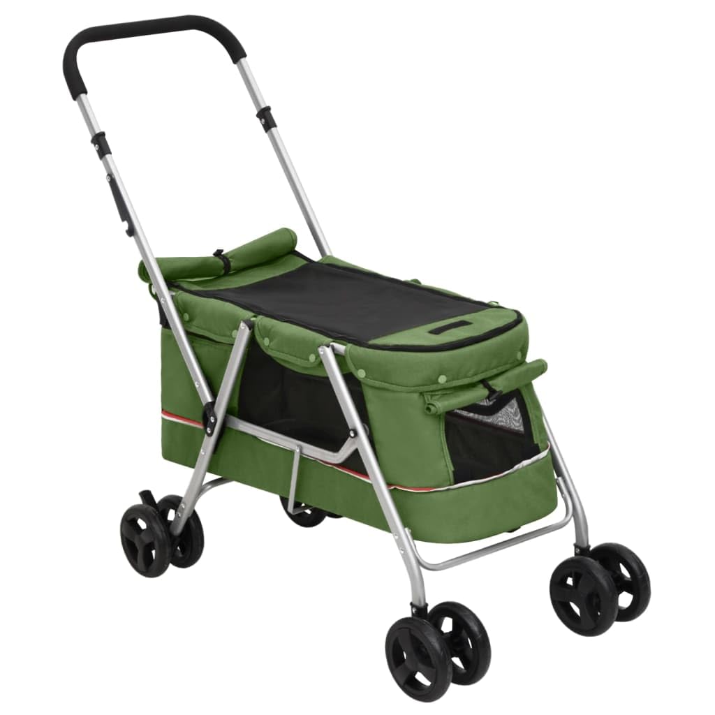 Hundewagen Faltbar Grün 100x49x96 cm Leinenstoff für Hunde, Katzen