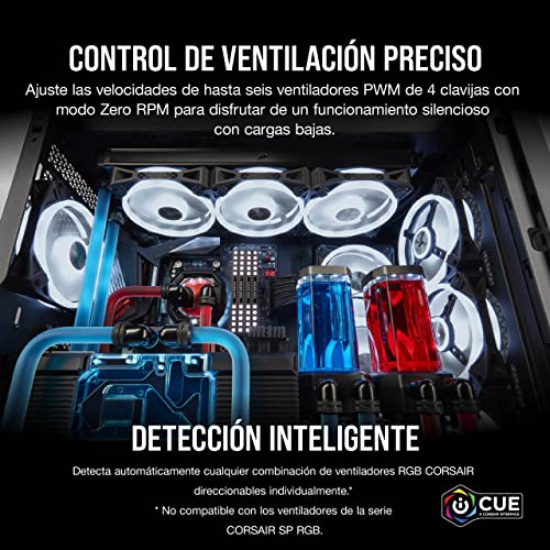 Corsair iCUE COMMANDER CORE XT, controlador digital de iluminación RGB y velocidad de ventiladores (Hasta 6 ventiladores PWM y 264 LEDs RGB, Modo cero RPM, Monitoreo temperatura) Negro (CL-9011112-WW) - imagen 3