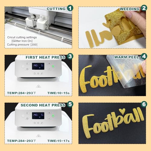 Image of Golden Glitter Puff Vinyl Heat Transfer - 12 inch x 5ft 3D Puff HTV Vinyl, Glitter Puffy Iron-On for Fabrics, Perfect for T-Shirts, Bags, Pillows, Compatible with Cricut & Cameo