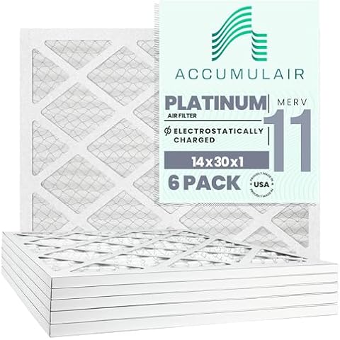 Accumulair Platinum 14x30x1 (13.5x29.5) MERV 11 Air Filter/Furnace Filters (6 pack) Cover