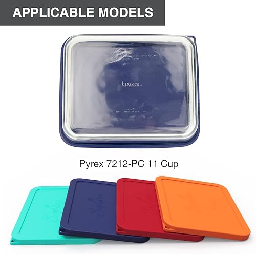 Miniatura 9 de Sophico Tapa rectangular de almacenamiento de silicona para 11 tazas de repuesto para cuencos de vidrio Pyrex 7212-PC, recipiente no incluido