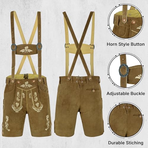 TRENDS Authentic Bavarian Style Lederhosen for Men Oktoberfest Costume – Oktoberfest Outfits Men with Traditional Detailing3