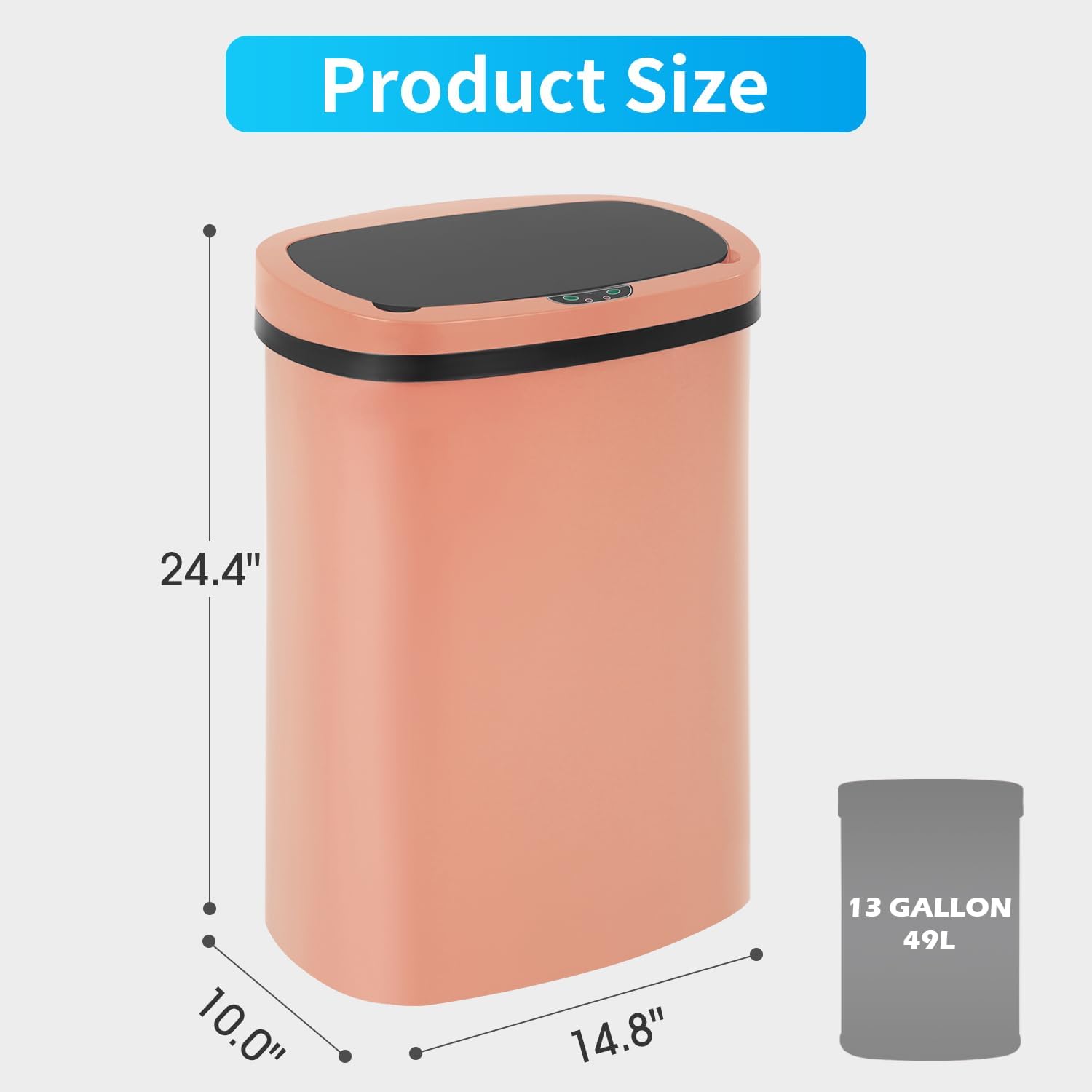 YRLLENSDAN 13 Gallon Kitchen Trash Can with Lid,Automatic Touchless Garbage Can for Kitchen,PP Plastic Motion Sensor Trash Can,Tall Large-Capacity Trash Bin,Hands-Free Smart Waste Bin for Home