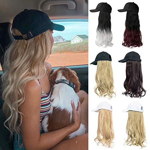Synthetic Wig Hat Long Wavy Adjustable 