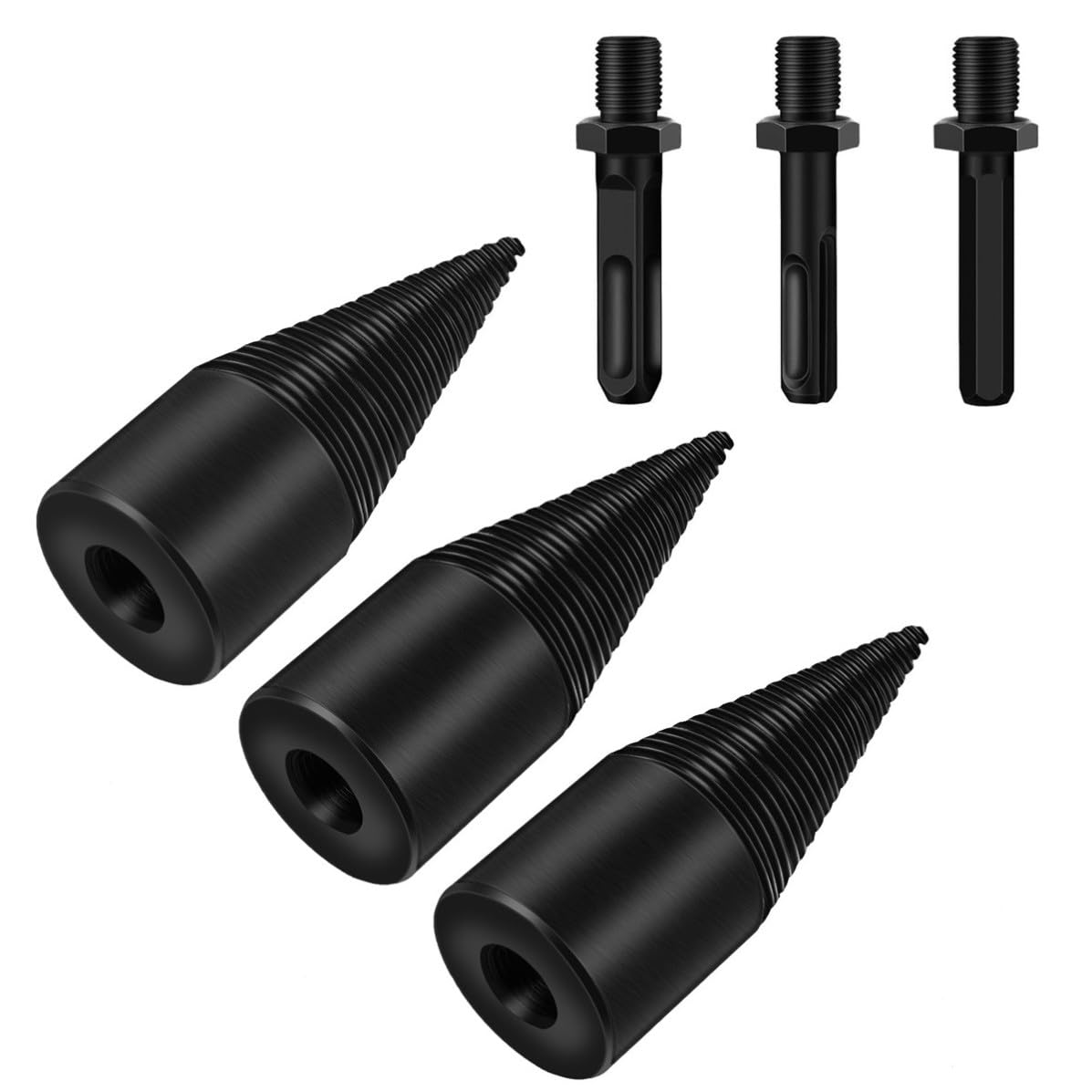 GALPADA Foret à Fendre le Bois en Acier 3pcs Noir Outil Robuste et Résistant pour Fendeuse à Bois de Chauffage Améliore L'efficacité du Travail