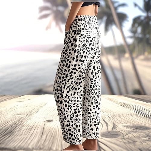 Leopard Pants Women Barrel Baggy Y2k Boyfriend Jeans Cheetah Print Jeans Mid Rise Embroidered Jean2