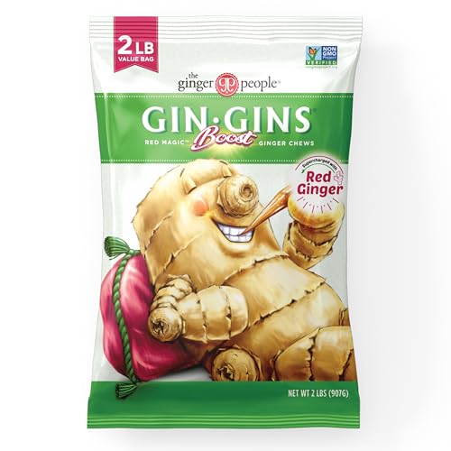 GIN GINS Boost Red Magic Ginger Chews Digestive Support 2lb 1Pk