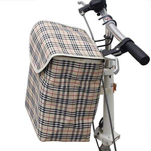 自転車カゴ 自転車かご 自転車バスケット 前 バスケット 折り畳み 脱着 バッグ 折りたたみ 大容量 耐水性 防水 蓋付き お買物用 折り畳み自転車用 (ベージュ)