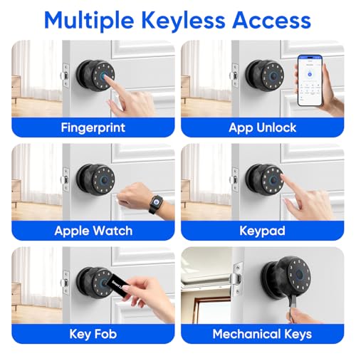 MYPIN Smart Door Lock with Biometric Fingerprint & Touchscreen Keypad, Keyless Smart Lock, 6-in-1 Unlock, Compatible with Apple Watch for Front/Exterior/Interior Doors - Image 4