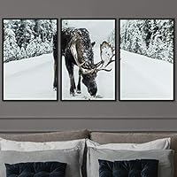 3 Piece Framed Canvas Wall Art Spiritual Animals Deer Expressive Canvas Prints Home Artwork Decoration for Living Room,Bedroom - 16