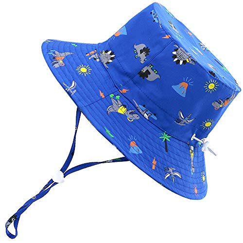 ORVINNER Baby Sun Hat Cotton, Toddler UPF 50+ Sun Protection Beach Bucket Hat Kids Boys Girls Wide Brim Summer Play Hat - Adjustable (Blue, 2-4 Years)