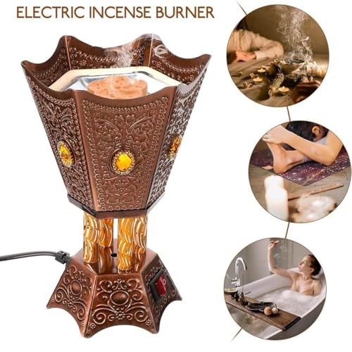 Image of Drumstone (𝗦𝗽𝗲𝗰𝗶𝗮𝗹 𝟭𝟬 𝗬𝗲𝗮𝗿𝘀 𝗪𝗮𝗿𝗿𝗮𝗻𝘁𝘆) Premium Arabian Bakhoor Electric Burner - Elegant Middle Eastern Metal Censer for Home & Office Decor - Fast Heating Technology