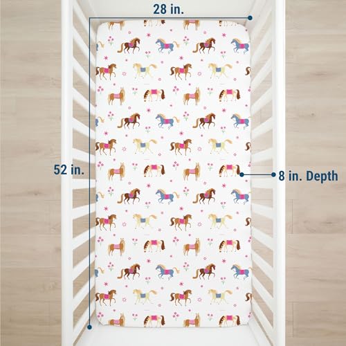 Wildkin Kids 100% Microfiber Crib Sheet – Soft, Breathable Fitted Sheet - Horses - Thumbnail 4