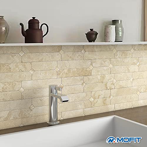 Mofit Peel And Stick Tile Backsplash Stone Matte Finish,Wall Panels Kitchen Backsplash Linear Mosaic Marble Tile Stickers Stick On Backsplash For Bathroom Tile Waterproof(10Sheets,Beige Gold) #TOP2