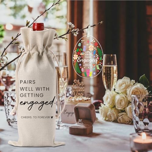 Image of Easter Engaged Gift Engagement Gifts for Couples Her, Engagement Party Decorations Gifts for Engaged Couple Pairs Well with Getting Engaged Wine Bottle Bag Acrylic Ornament 2026