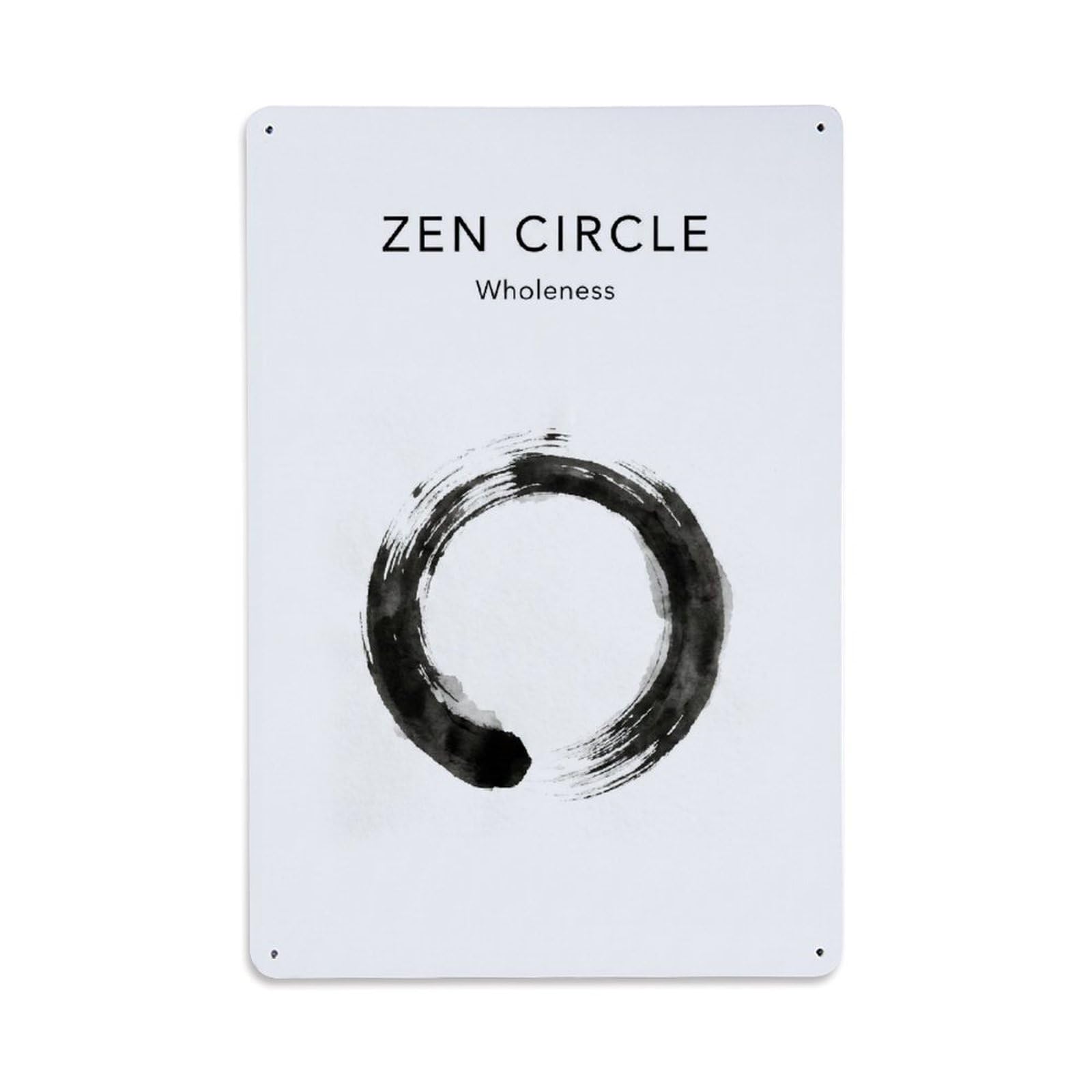 Black Enso Zen Circle Brush Meditation Mindfulness Culture Metal Tin Sign Plaque Wall Decor for Cafe, Man Cave, Club Bar, Office, Home Garden Round Metal Poster 8x12Inch