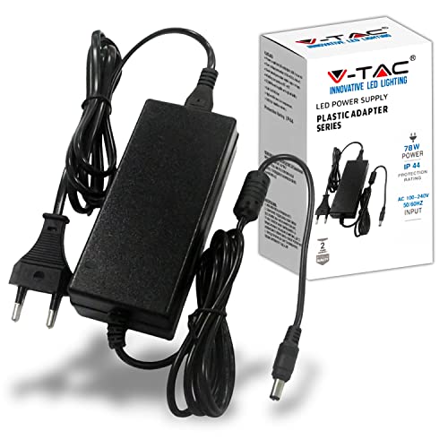 V-TAC Alimentatore 12V 78W 6,5A con Jack 2.1 per Telecamere, Strisce LED, Modem - Trasformatore 12V Plug&Play con Spina Corrente Casa per Schermi, Apparecchiature Elettroniche - Input AC 100-240V