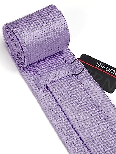 Image of HISDERN Plaid Ties for Men Classic Checkered Tie and Pocket Square Cufflinks Tie Clip Set Woven Men's Necktie Business