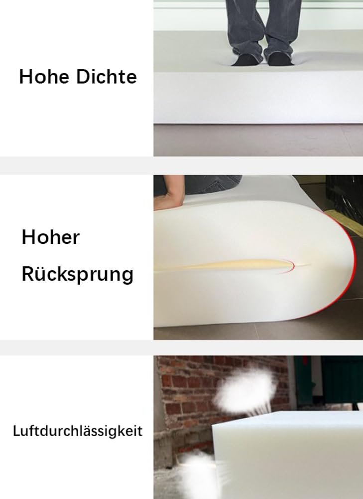 2 Stück Rollstuhl Schaumstoff Hohe Dichte,45D Sofakissen Ersatz-Schaumstoff für Stühle Bänke,DIY Polsterung Möbel,Esszimmerstuhl Füllung (Höhe 7cm-60x60cm)