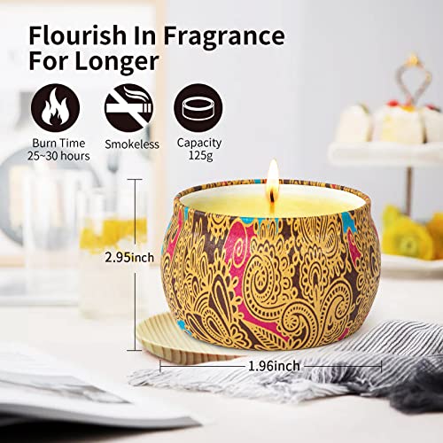 TTRWIN 4 Pack Scented Candles Gift Set, Lemon, Lavender, Fig, Rose Scented Candle,125g Natural Soy Wax, 30h Long Burning, Christmas, Valentine's Day, Mother's Day, Gift Wrapping, 7.5 * 5CM - Image 5