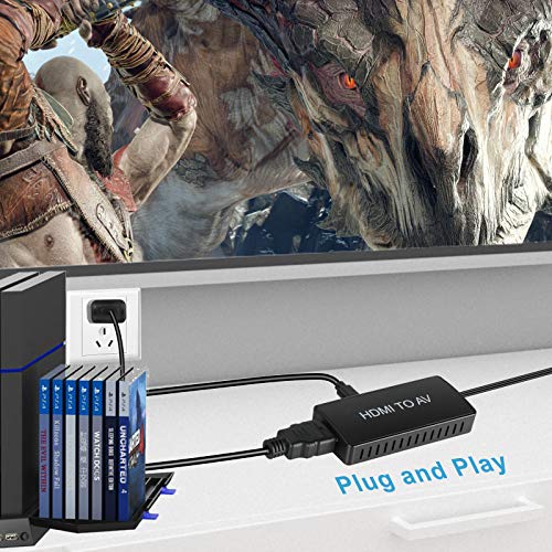 Digitnow Hdmi To Rca Converter, Hdmi To Av Composite Video Audio Converter Adapter, Supports Pal/Ntsc For Ps One, Ps2, Ps3, Nintendo 64, Stb, Vhs, Vcr, Blue-Ray Dvd Players Projector #TOP4