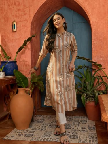 Image of Stylum Women's Floral Printed Rayon A-Line Kurta
