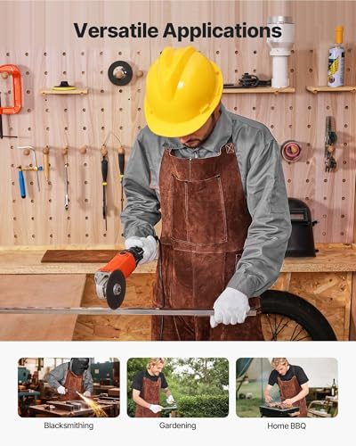 VEVOR Leather Welding Apron Split Leg, Heavy Duty Cowhide Flame Resistant Welding Pants for Men Women, Heat-Resistant Safety Apron with 3 Pockets for Woodworking, Gardening, Blacksmithing, L-Size - image 6