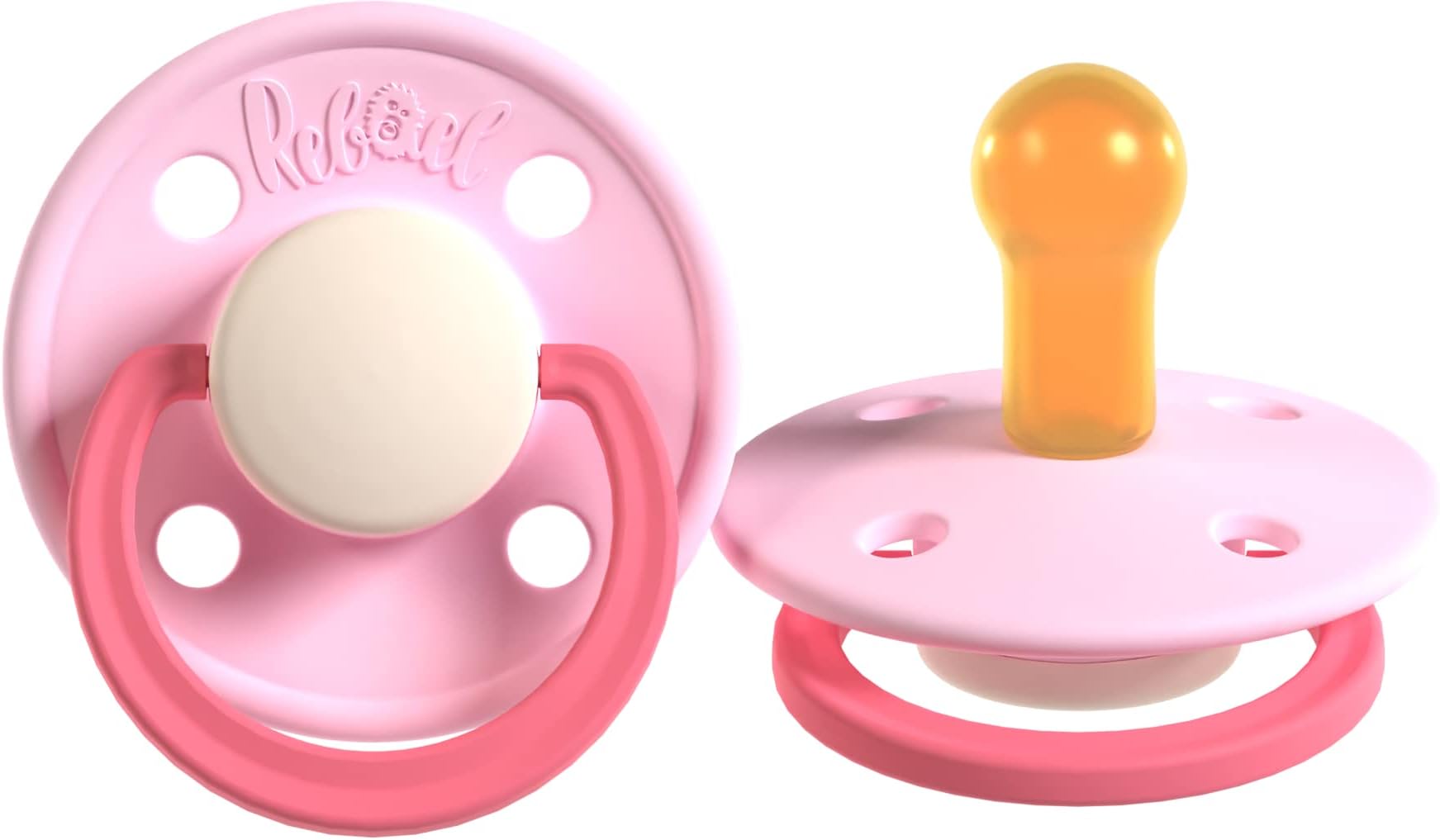Duo Baby Dummies 0-6 Months - Comforting Natural Rubber Round Pacifier, Safe and Easy to Sterilise Baby Soothers - 1 Pack Newborn Essentials | Hot Pink