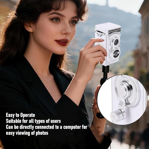 Cámara Digital Vintage TLR 64MP 1080P FHD Autofocus Blanca miniatura 5