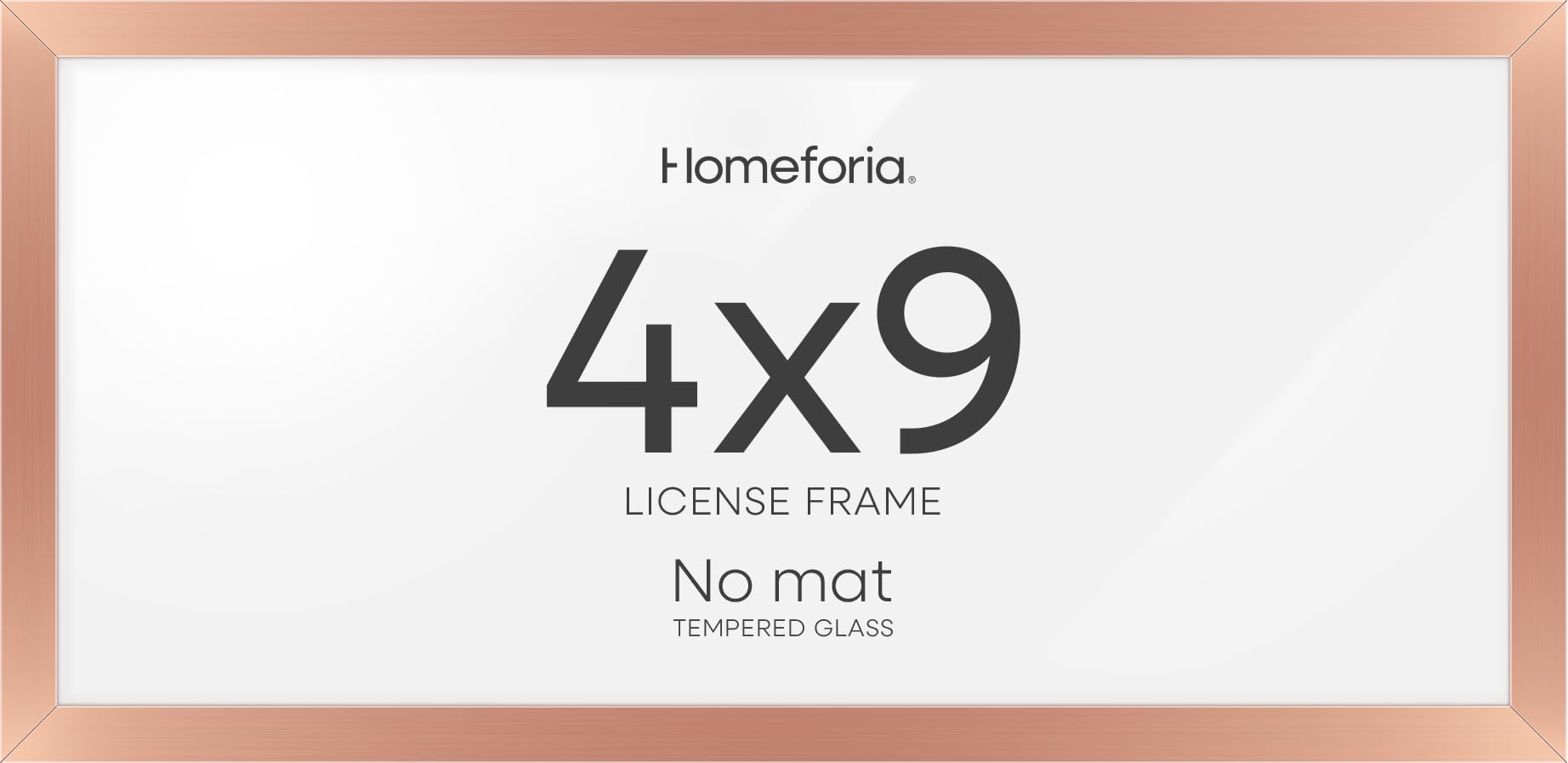 Homeforia 4x9 Business License Frame, High End Metal 4 x 9 Rose Gold Certificate Frame, 9x4 Document Frames for Wall or Tabletop, 9by4 inch Panoramic Picture Frames, Tempered Glass, Wall Kit, Set of 1