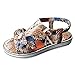 YANFANG Sandalias CóModas De Las CuñAs del Cristal Floral Ocasional La Moda Mujeres Zapatos Playa,Sandalias Verano para Mujer, CuñA con Plataforma Bohemia, Playa Gladiador,Beige,42