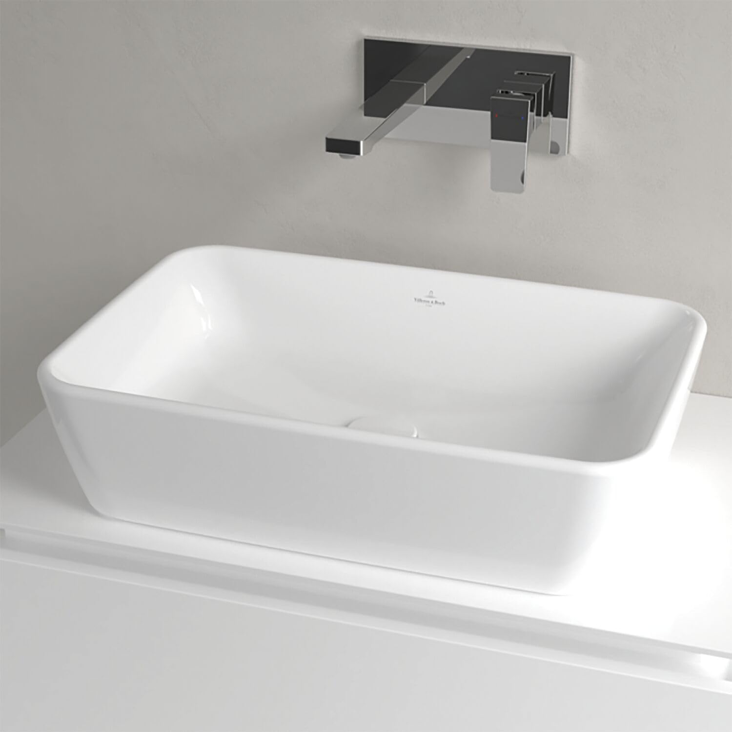 Villeroy & Boch Aufsatzwaschtisch Architectura rechteckig - modernes Aufsatzwaschbecken - Waschschale aus robusten und langlebigen Keramik, alpinweiß