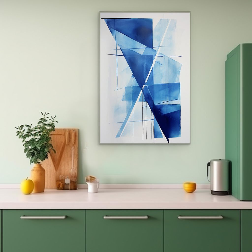 Canvas for Living room. Azure Constellations Unveiled Through Geometric Intrigue, 27 x 18 inch Canvas Wall Art - Modern Home Decor - 69x46 cm (27x18 inch)