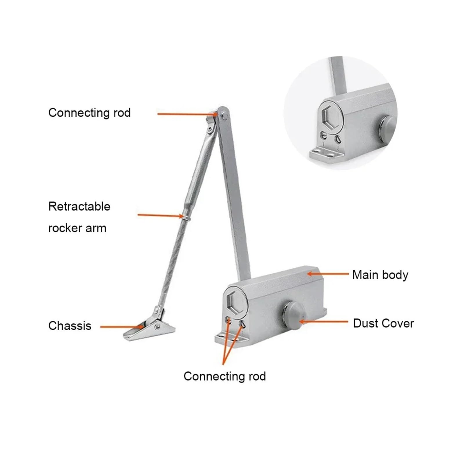 Hardware del supporto di posizionamento della velocità regolabile idraulica con chiusura automatica porta da 40-60 kg, 1 pezzo