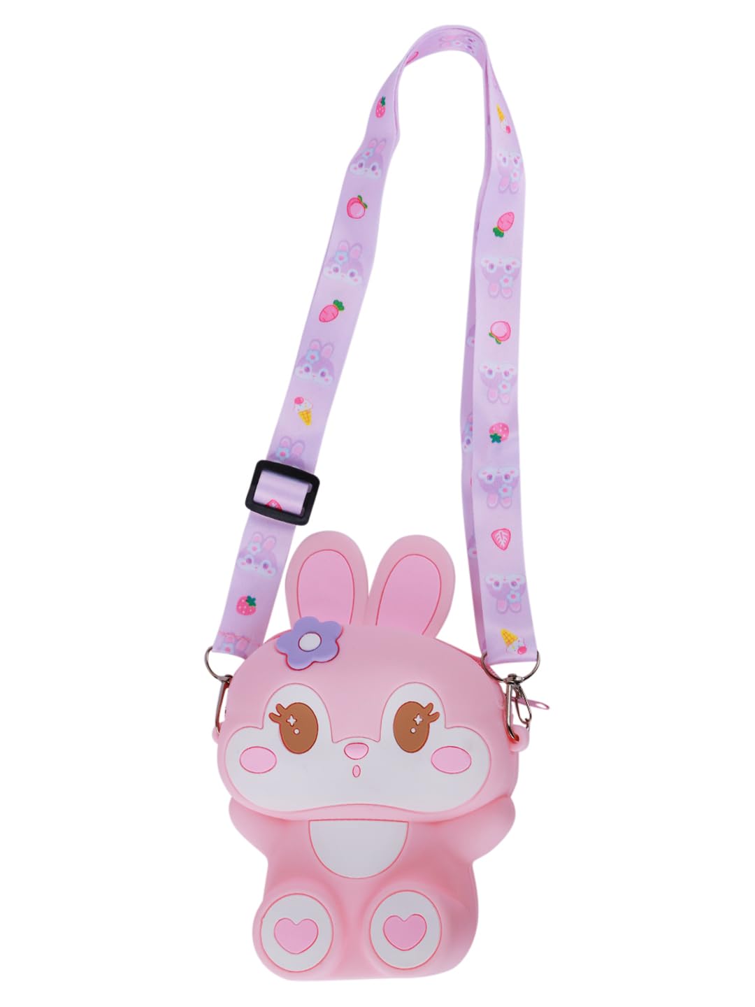 Rabbit Flower Kids Girls Sling Bag Cute Silicone Girls Sling Bag Girls Coin Pouch For Age 2-8 Years