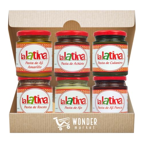 Wondermarket pastas la latina. Pasta de ajo, pasta de culantro, pasta de achiote, pasta de rocoto, pasta de aji amarillo, pasta de aji panca. Condimentos peruanos. Condimentos latinos. Sazón latina.