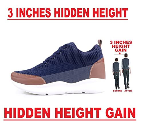 Image of Mens Global Rich's Men's 3 Inch Hidden Height Increasing Black,Blue,Brown,Grey Casual Sports Laceup Shoes with Eva Sole Casual Shoes