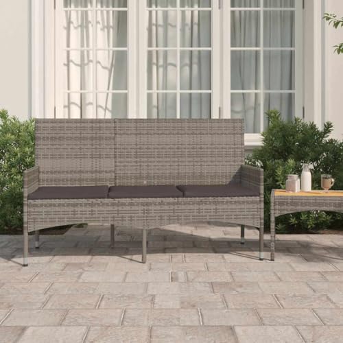 Banco de jardín de 3 plazas cómodo para terraza o balcón gris 2