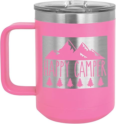 Miniatura 7 de HAPPY CAMPER C Azul Marino 15 oz Taza de café wtapa deslizante  Taza de café de viaje aislada  Ideas de regalos de cumpleaños o Navidad de mujeres u