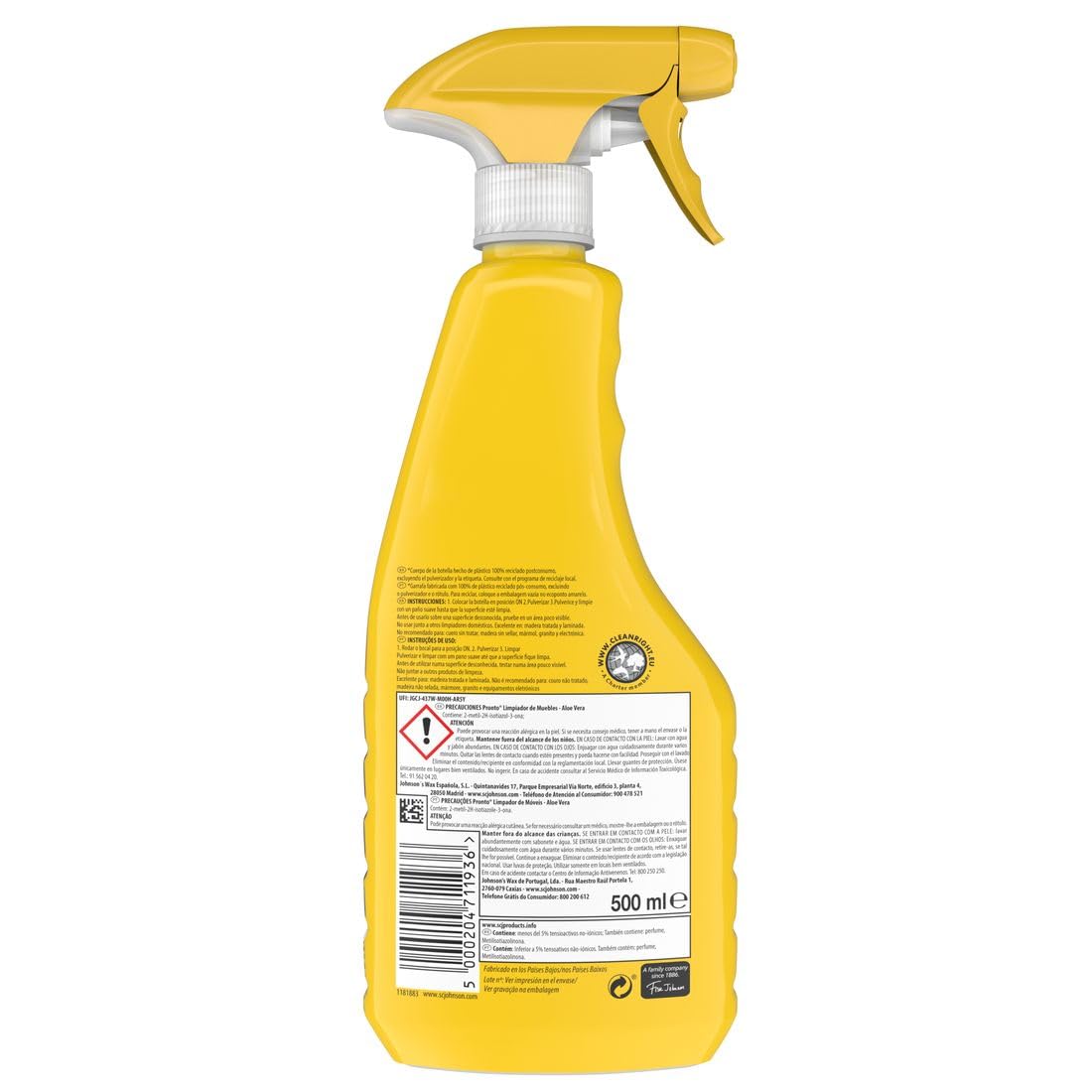 Pronto - Pistola Aloe Vera, Limpiador Multiusos 5 En 1 Para Muebles Y, Madera, 500 Ml