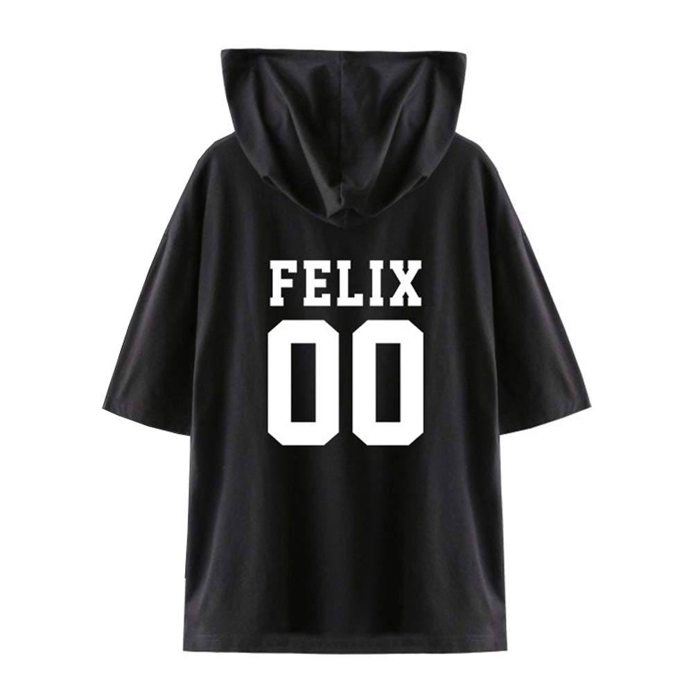 Hooded Tshirt Kpop Yellow Wood Short-Sleeved Changbin Hyunjin Felix Seungmin Jeongin Jisung Minho Woojin BangChan Tee Shirt Fashion Wild Color Matching StrayKids New Casual T-Shirt