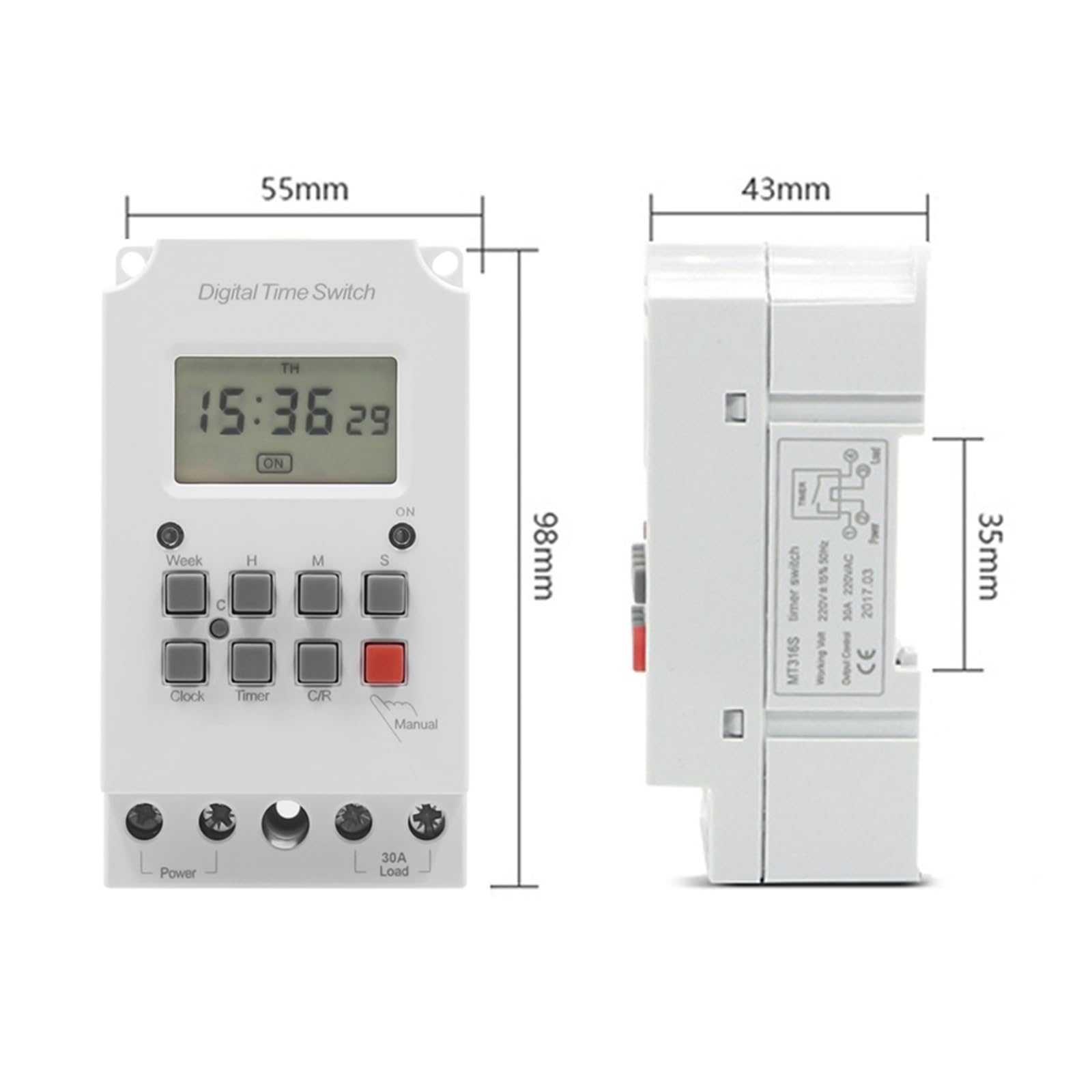 Täglich wöchentlich programmierbare digitale Zeitschaltuhr 25A 30A 110V 220V AC Automatische Miniatur-Timer-Steuerung für elektronische Geräte (Farbe: 30A 110V)