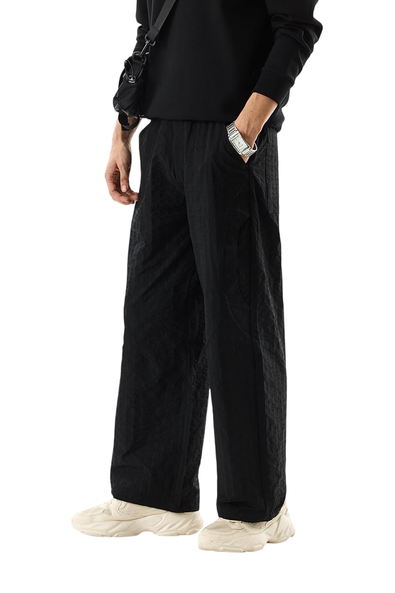 snitch Men Casual Trousers | Relaxed Fit Textured Design with Wide-Leg Style | Durable 100% Polyester & Machine Washable Fabric for Summer & Street Wear-picture-33