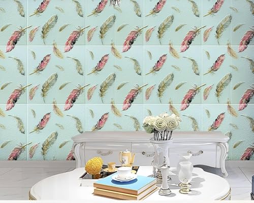Image of 3D Brick Wallpaper for Wall | Self Adhesive PE Foam DIY Panel | Peel & Stick Decor for Home, Living, Bedroom & Office (70 x 77 cm, Appx 5.8 Sq Ft) (1, MP SkyBlue-01)