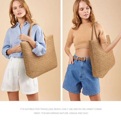 Image of Hommtina Straw Beach Bag - Womens Crossbody Shoulder Vacation Purse for Summer