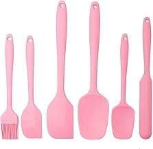 Casa Azul Silicone Spatula Set-6 | Heat Resistant Up to 250°C | BPA-Free, Food-Grade Material | Non-Stick Cookware Safe | Easy to Clean & Washable | Multipurpose Cooking & Baking Utensils (Pink)
